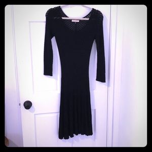 Rebecca Taylor Black Knit Pleated Dress